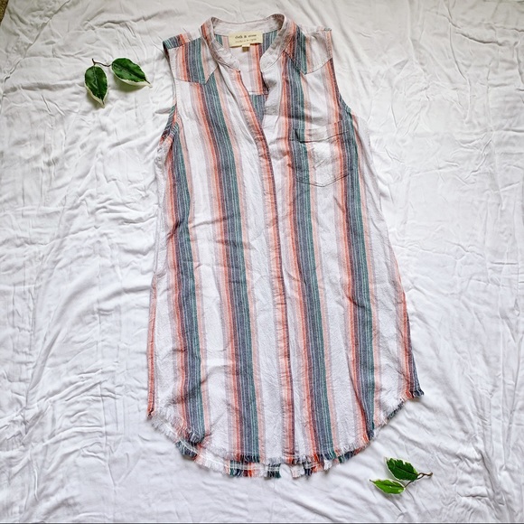 CLOTH & STONE Sunburst Fray Linen Button Down - Picture 2 of 6